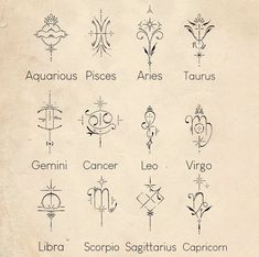 the zodiac signs are drawn on paper with ink and pentagrams in them,