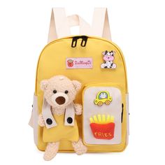 Brand Name: LagemisayOrigin: CN(Origin)Main Material: CanvasPattern Type: Animal PrintsModel Number: XBWSW002Closure Type: zipperItem Height: 10.63inchItem Length: 3.55inchItem Type: School BagsType: BackpackItem Weight: 0.22kgGender: GirlsItem Width: 8.66inchColor: Black/Yellow/Blue/PinkBag Decorate: With small bear pendantFeature: school backpackFeature: School bags for GirlFeature: kawaii school BagFeature: School backpack for girlFeature: College school bagFeature: Girl school bagFeature: Tr Middle School Backpack, Best Backpacks For School, Bear Canvas, Kawaii School, School Bag College, Kindergarten Backpack, Book Bags, Backpack Pattern, School Bags For Girls