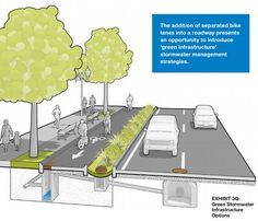 an image of a street with trees and people on bikes in the road below it