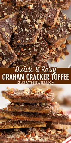 front view of graham cracker toffee broken into pieces and stacked. Graham Cracker Recipes Desserts, Brown Sugar Toffee, Easy Candy Recipes, Easy Candy