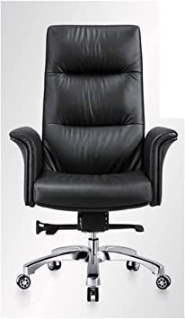 an office chair with wheels on the back and seat upholstered in black leather