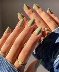 Sage Green Nails, Minimal Nails, Casual Nails, Soft Nails, Pastel Nails, Neutral Nails, Classy Nails, Chic Nails