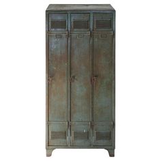 an old metal locker with two doors