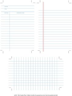 two sheets of lined paper with lines on each side and one line in the middle