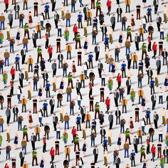 a large group of people are standing together