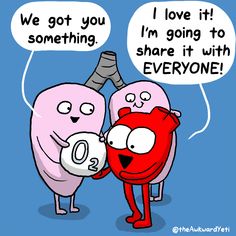 two cartoon characters with speech bubbles saying we got you something i'm going to share it with everyone