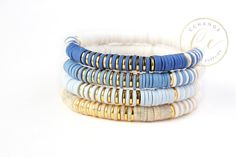 Stacking Heishi Bracelets Gold Heishi Disc Beaded Bracelet - Etsy Heishi Jewelry, Heishi Bracelets, Heishi Bracelet, Jewellery Diy, Bracelet Inspo, Polymer Clay Bracelet, Bead Board, Bracelets Handmade Diy, Polymer Clay Jewelry Diy