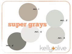 the words super grays are written in orange and grey circles on a white background