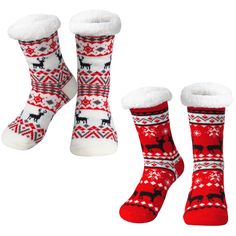 Our 2 packs women’s fuzzy fleece slipper socks include red and white Christmas-themed socks with fleece lining. They come in adorable snowflakes and reindeer patterns. One size suitable for women US size 5 to 10. These fuzzy winter socks are made of cloud-like fluffy material that makes them soft and super comfortable to wear. The fleece lining is also soft and super cozy. These will keep your feet and toes warm on winter Christmas or any other cold weather conditions. You will treat them as the Christmas Slippers, Holiday Socks, Hosting Christmas, Christmas Party Gift, Soft Slippers, Fuzzy Slippers, Warm Christmas, Warm Slippers, Winter Socks