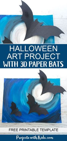 halloween art project with 3d paper bats