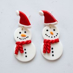 Christmas Snowman Earrings - Made in the USA Snowman Polymer Clay, Candle Stamping, Turquoise Home Decor, Melted Snowman, Stamped Spoons, Candle Cards, Christmas Clay, Book Candle, Festive Christmas