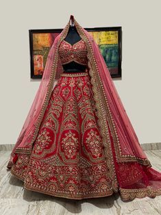 Arryn Lehenga Set with Double Dupatta Double Dupatta, Bridal Lehenga Online, Red Bridal Dress, Bridal Lehenga Collection