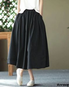 Bormay - Elegantly Designed A-Line Skirt with Flared Silhouette, Pleated Detailing, Monochromatic Hue, and Adjustable Elasticated Waistband Womens Joggers Outfit, Swing Design, Umbrella Skirt, Cotton Midi Skirt, Umbrella Designs, Patchwork Skirt, Half Skirt, Elegant Skirt, Mid Length Skirts