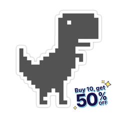 a sticker with an image of a dinosaur on it's back and the text buy