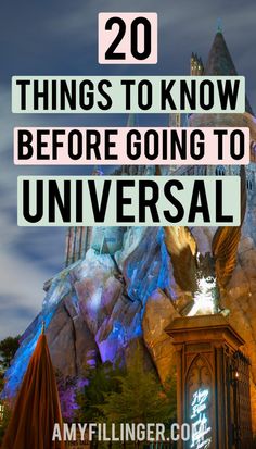 the wizard's castle with text overlay reading 20 things to know before going to universal