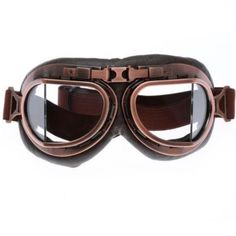 Vintage Aviator Motorcycle Goggles, One Size, Copper Color Frame, Clear Lens - American Legend Rider Biker Goggles, Steampunk Motorcycle, Aviator Goggles, Motocross Racer, Motorcycle Sunglasses, Goggles Glasses, Steampunk Goggles, Motorcycle Goggles, Biker Gear