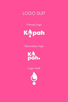 the logo suite for kopah is shown in white on a bright pink background