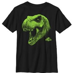 Prepare yourselves for the mighty force that is the Jurassic World T. Rex Roar Boys' T-Shirt! A Tyrannosaurus rex opens his mouth wide, exposing all his sharp teeth on the front of this durable youth tee, with the Jurassic World logo below. Size: L.  Color: Black.  Gender: male.  Age Group: kids.  Pattern: graphic. Jurassic World Logo, Jurassic World T Rex, Dinosaur Tshirt, World Logo, Jurassic World Dinosaurs, Sharp Teeth, Kids Pattern, Tyrannosaurus Rex, The Mighty