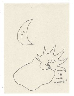 a drawing of a cat sleeping on top of a rock with the moon in the background