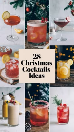 christmas cocktails with text overlay that reads, 28 christmas cocktails ideas