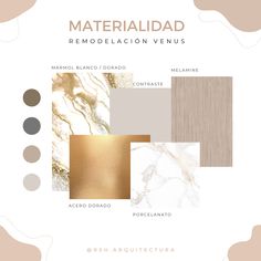 the color scheme for material materials with different colors and shapes, including beiges, golds