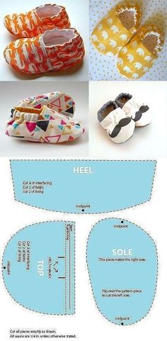 the pattern for baby shoes is shown