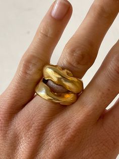 Carme Ring — Casa Shop Organic Gold Jewelry, Organic Gold Ring, Double Band Ring, Double Band Rings, Jewelry Watch, Organic Jewelry, Valencia Spain, Handmade Gold, Sale Design