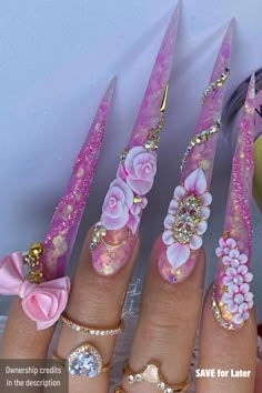 Luxurious Nails for Prom Angel Wings On Nails, Stiletto Flower Nails, Acrylic Nail Designs Butterfly, 3xl Nail Designs, Acrylic Nail Designs Stiletto, Opal Nails, Prom Look, Stunning Nails, Prom Season