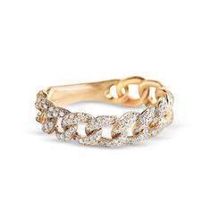 14K Gold Pavé Diamond Chain Link Ring Stunning 14K Gold Pavé Diamond ChainLink Ring. This must-have ring is fantastic on its Own or Stacked with Others! Available in yellow gold, white gold, and rose gold and is made with real diamonds. This ring is made to be a moveable chain link. Measurements Diamond Weight & Count: 198 || 0.23 ct Please have your finger sized professionally by your local jeweler prior to placing your order as all sales are final. If you are not confident in your ring size, w Gold Diamond Chain, Chain Link Ring, Bezel Set Diamond Ring, Link Ring, Baguette Diamond Rings, Linking Rings, Bezel Set Diamond, Diamond Chain, Men Diamond Ring