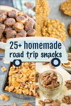 homemade road trip snacks with text overlay