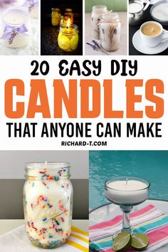 candles that anyone can make with the words 20 easy diy candles that anyone can make