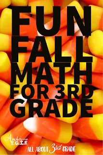 a poster with candy corn and the words fun fall math for 3rd grade