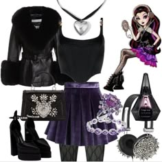 Raven Queen Costume, Raven Queen Outfit, Descendants Outfit Ideas, Fitsandbits Outfits, Queen Halloween Costumes, High Characters, Raven Queen, Queen Outfit, Cute Goth