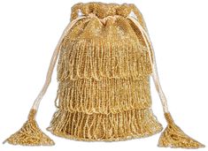 Traditional Gold Potli Bag With Tassels, Wedding Potli Bag With Tassels, Gold Fringe Party Bag, Traditional Wedding Potli Bag With Tassels, Gold Tasseled Clutch For Evening, Gold Evening Clutch With Tassels, Gold Evening Bags With Tassels, Rectangular Wedding Clutch With Tassels, Elegant Gold Bag With Fringe