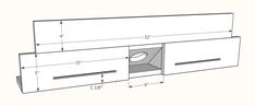 the side view of a white cabinet with measurements