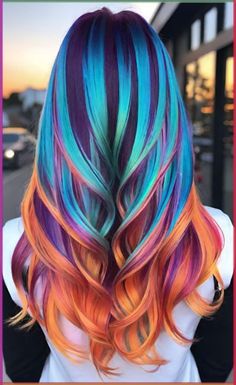 Rainbow Vivid Hair, Prism Hair Color, Crazy Hair Colors, Scarlett Hair, Fuschia Hair, Galaxy Hair Color, Vibrant Hair Color