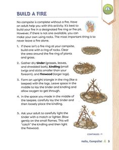 a page with instructions on how to build a fire