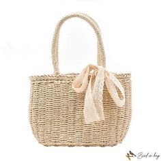 Bird in Bag - New handheld straw bag cute department woven bag popular solid color beach bag vacation women's bag handbag small bag Grass Weaving, Rattan Handbags, Basket Tote, Straw Handbags, Rattan Bag, Handbags Casual, Red Handbag, Woven Tote Bag, Straw Bags