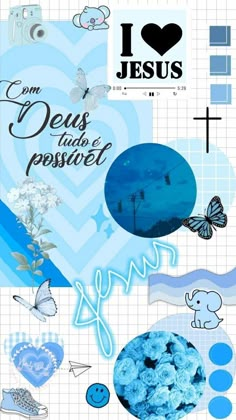 the cover of i love jesus, with images of flowers and butterflies on it's side