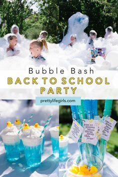 bubble bash back to school party with cupcakes, marshmallows and rubber ducks