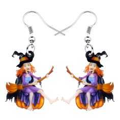 PRICES MAY VARY. Design for Halloween Festival Weight:3.0g Size:30mm x 27mm approximately &1.18"tall &1.06"width Acrylic Two side pattern earrings,light weight,hypoallergenic hook BONSNY Design,All rights reserved.Each Pair earrings provide a BONSNY Brand Velvet bag Design&Produce by Bonsny Jewelry BONSNY HAVE COPYRIGHTS Black Cat Pumpkin, Witch Earrings, Halloween Black Cat, Earring Dangle, Cat Pumpkin, Pumpkin Earrings, Nickel Free Earrings, Halloween Black, Halloween Festival