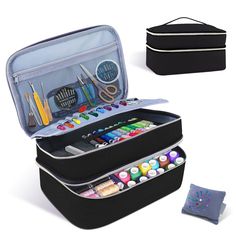 PRICES MAY VARY. 【Premium Materials】Sewing kits storage bag is made of 3 layer structure - abrasion-resistant oxford exterior, thick padded lining and polyester interior material to keep your sewing supplies stored securely. Sewing accessories bag is enough space to carry what you need, which is good for daily use. (Note: Sewing Accessories are not included) 【Design】There is a double-sided storage board in middle of sewing basket, which can fix pens, crochet hooks, thread and other sewing tools Sewing Kit Organizer, Mandy Pattullo, Sewing Kit Storage, Sewing Tools Storage, Sewing Supplies Organization, Sewing Organizer, Household Sewing, Sewing Storage, Sewing Supplies Storage