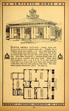 an old house is shown with plans for it