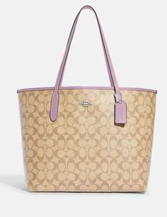 Signature coated canvas with smooth leather detailsInside zip pocketSnap closureHandles with 10" drop13" (L) x 11 1/2" (H) x 6 1/4" (W)Style No. 5696Color: Light Khaki Ice Purple Coach Unicorn Tote, Signature Canvas, Lighted Canvas, At Home Workout Plan, Girly Accessories, Cute Purses, Smooth Leather, Tote Handbags, At Home Workouts