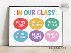 a poster with the words in our class on it