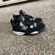 Size 8 Brand New Men’s Jordan’s Jordan 4s White Thunder, Jordan 4 White Thunder, Bedazzled Shoes, Jordan 4 White, Jordan 4’s, Pretty Sneakers, White Jordans, Jordan 4s, Cute Nike Shoes