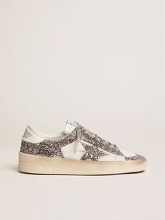 Women’s Stardan sneakers with silver glitter | Golden Goose 90s Basketball Shoes, Golden Family, The Golden Goose, Veja Sneakers, Exclusive Sneakers, Golden Goose, Vans Classic Slip On Sneaker, Silver Glitter, Golden Goose Sneaker