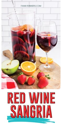 red wine sangria with apples, oranges and strawberries