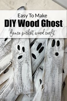 diy wood ghost craft with text overlay