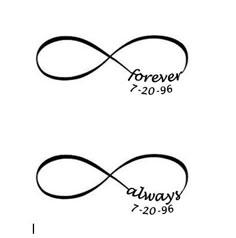 two black and white images with the words forever and always written in cursive writing